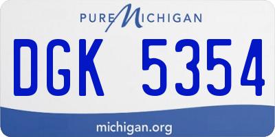 MI license plate DGK5354