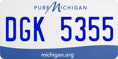 MI license plate DGK5355