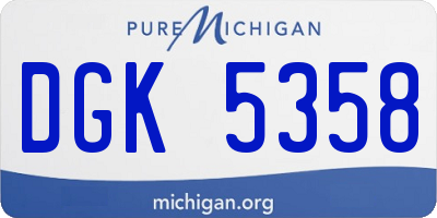 MI license plate DGK5358