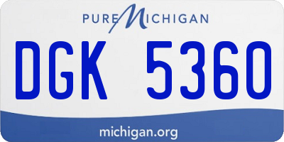 MI license plate DGK5360
