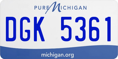 MI license plate DGK5361