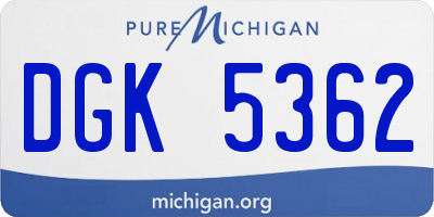 MI license plate DGK5362