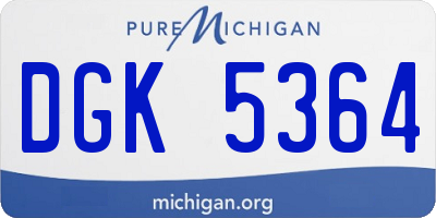 MI license plate DGK5364