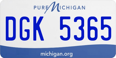 MI license plate DGK5365