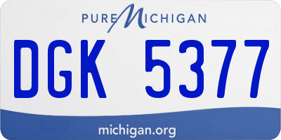 MI license plate DGK5377