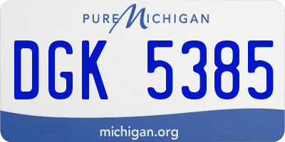 MI license plate DGK5385