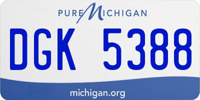 MI license plate DGK5388