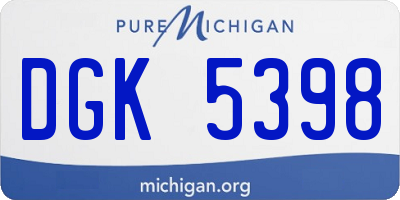 MI license plate DGK5398