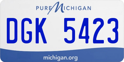 MI license plate DGK5423