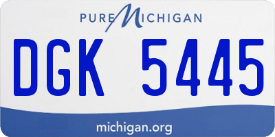 MI license plate DGK5445