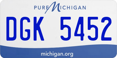 MI license plate DGK5452
