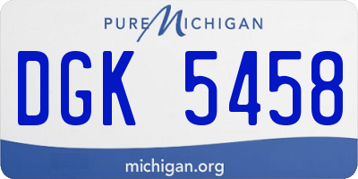 MI license plate DGK5458