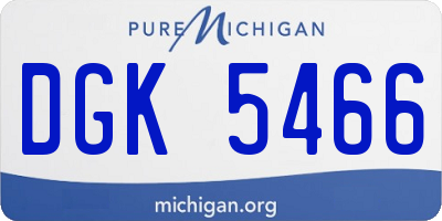 MI license plate DGK5466