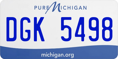 MI license plate DGK5498