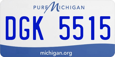 MI license plate DGK5515