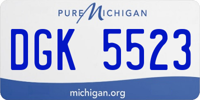 MI license plate DGK5523