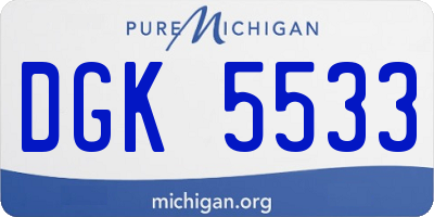 MI license plate DGK5533