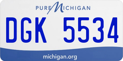 MI license plate DGK5534