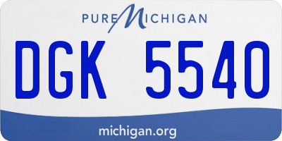 MI license plate DGK5540