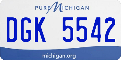MI license plate DGK5542