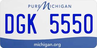 MI license plate DGK5550