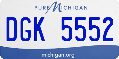 MI license plate DGK5552
