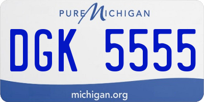 MI license plate DGK5555