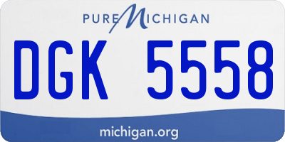 MI license plate DGK5558