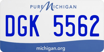 MI license plate DGK5562