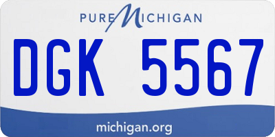 MI license plate DGK5567