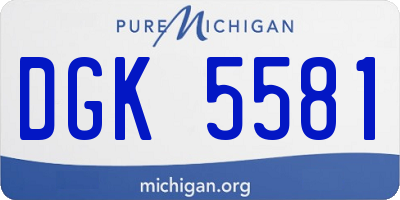 MI license plate DGK5581