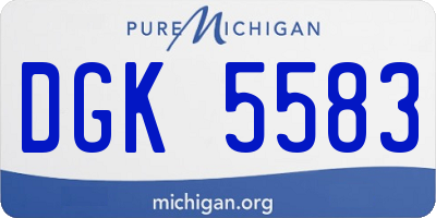 MI license plate DGK5583
