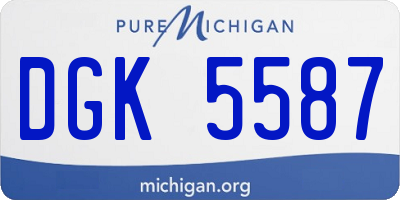 MI license plate DGK5587