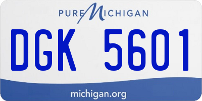 MI license plate DGK5601