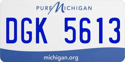 MI license plate DGK5613