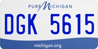 MI license plate DGK5615
