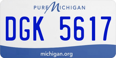 MI license plate DGK5617