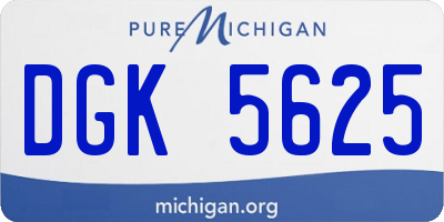 MI license plate DGK5625