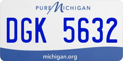 MI license plate DGK5632