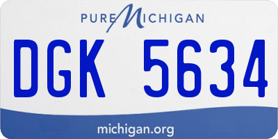 MI license plate DGK5634