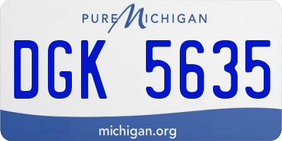 MI license plate DGK5635