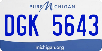 MI license plate DGK5643