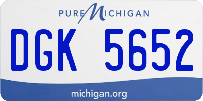 MI license plate DGK5652