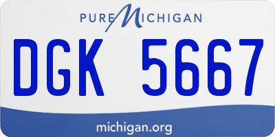 MI license plate DGK5667