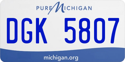 MI license plate DGK5807