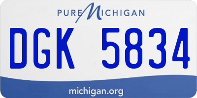 MI license plate DGK5834