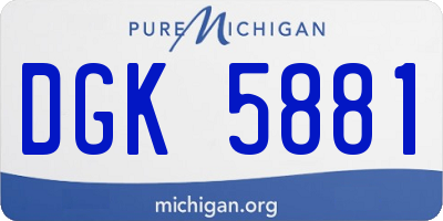 MI license plate DGK5881