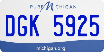 MI license plate DGK5925