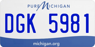 MI license plate DGK5981