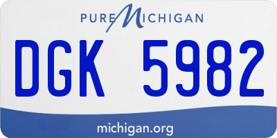 MI license plate DGK5982